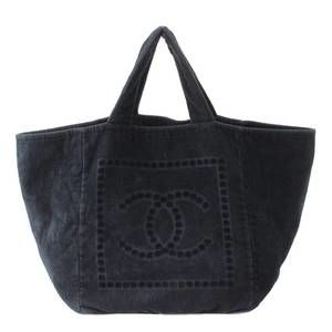Chanel Sports Line Coco Mark Pile Cotton Tote Bag Beach Bag Navy